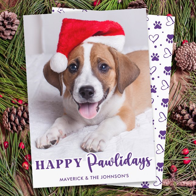 Pet Photo Dog Lover Personalized Happy Pawlidays Holiday Card (Creator Uploaded)