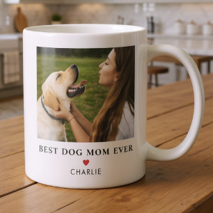 Pet Photo Dog Mom Name Modern Simple Coffee Mug