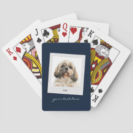Pet Photo Dog Owner Modern Script Birthday Poker Cards