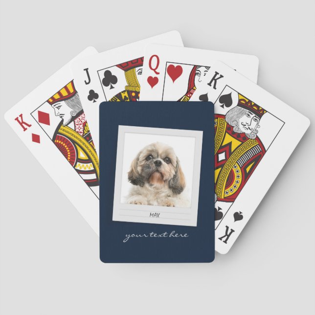 Pet Photo Dog Owner Modern Script Birthday Poker Cards (Back)