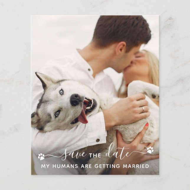 Pet Photo Dog Wedding Save The Date Budget QR Code (Front)