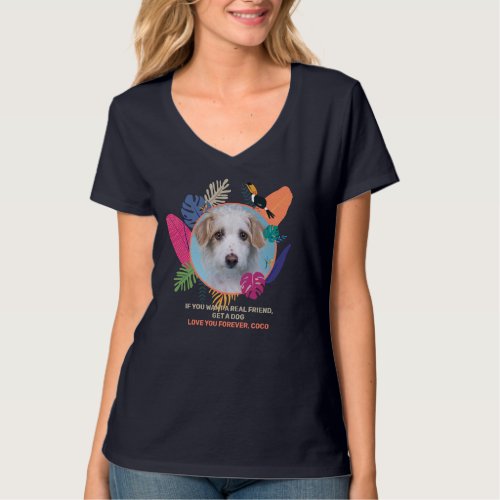 Pet photo editable dog summer frame design T_Shirt