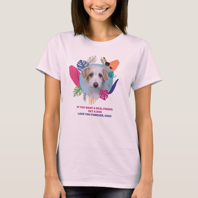 Pet photo, editable summer frame design T-Shirt (Front)