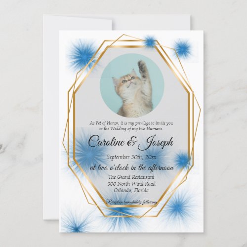 Pet Photo for Wedding with Blue Tuft of Fur Invita Invitation