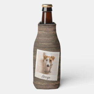 Pet Photo Frame Rustic Wood Personalized Bottle Cooler
