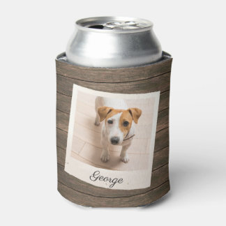 Pet Photo Frame Rustic Wood Personalized Can Cooler