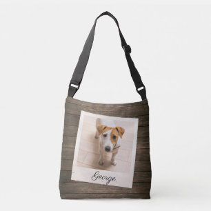 Pet Photo Frame Rustic Wood Personalized Crossbody Bag