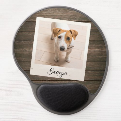 Pet Photo Frame Rustic Wood Personalized Gel Mouse Pad
