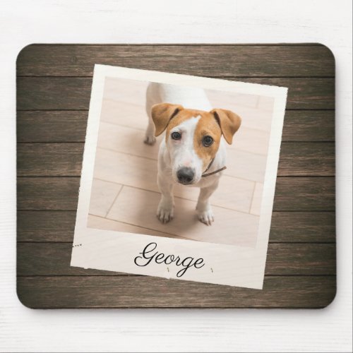 Pet Photo Frame Rustic Wood Personalized Mouse Pad