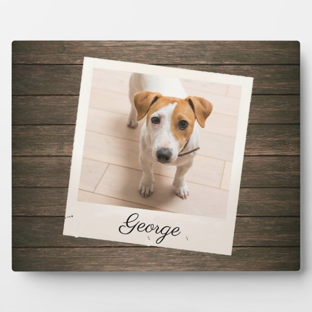 Pet Photo Frame Rustic Wood Personalized Plaque (Front)
