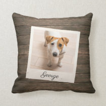Pet Photo Frame Rustic Wood Personalized Throw Pillow Pet Photo Frame Rustic Wood Personalized Throw Pillow