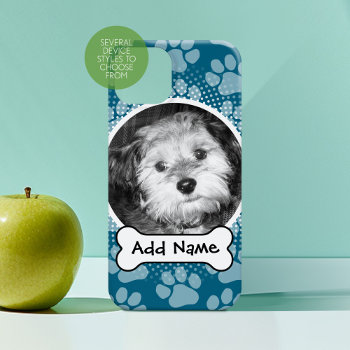 Pet Photo Frame With Paw Prints And Dog Bone Iphone 15 Plus Case by icases at Zazzle