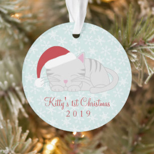 Pet Photo Gray Cat Christmas Ornament