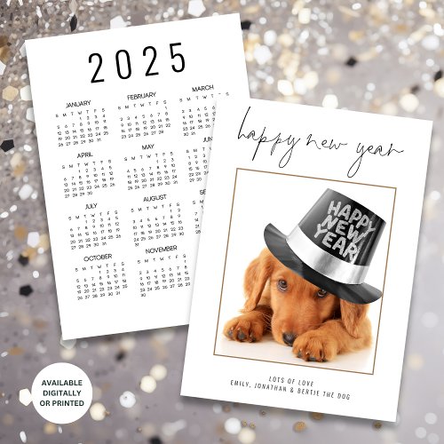 Pet Photo Happy New Year 2025 Calendar Holiday Card