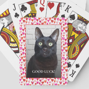 Pet Photo Heart Frame Good Luck Personalized Poker Cards