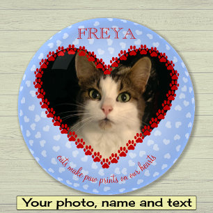 Pet photo hearts blue your text paperweight
