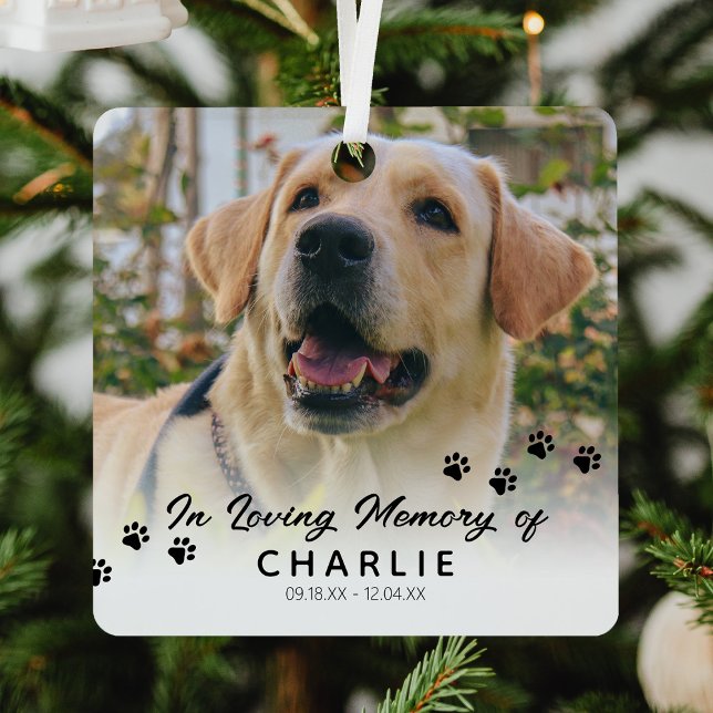 Pet Photo Keepsake Memorial Christmas Metal Ornament (Creator Uploaded)