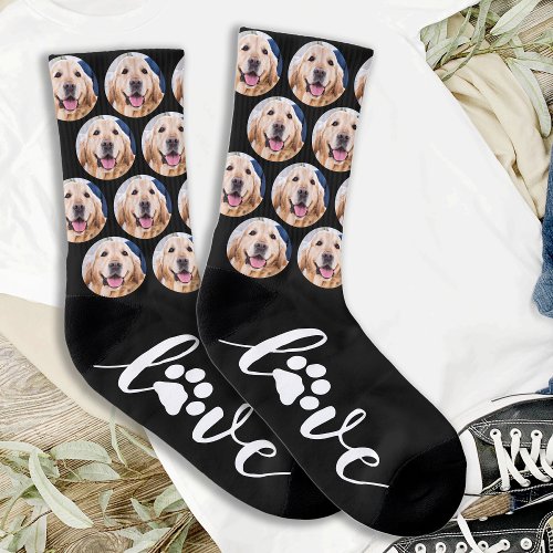 Pet Photo Love Paw Print Dog Socks