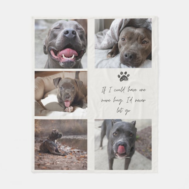 Pet Photo Memorial Blanket with Minimal Text & Paw (Front)