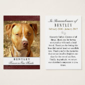Pet Photo Memorial Card Maroon Red Prayer for Pets (Front & Back)