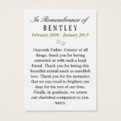 Pet Photo Memorial Card Maroon Red Prayer for Pets (Back)