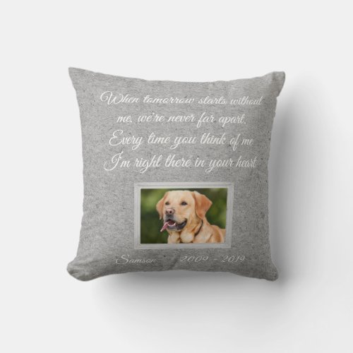 Pet Photo Memorial Customize Dog Cat Photo Throw Pillow