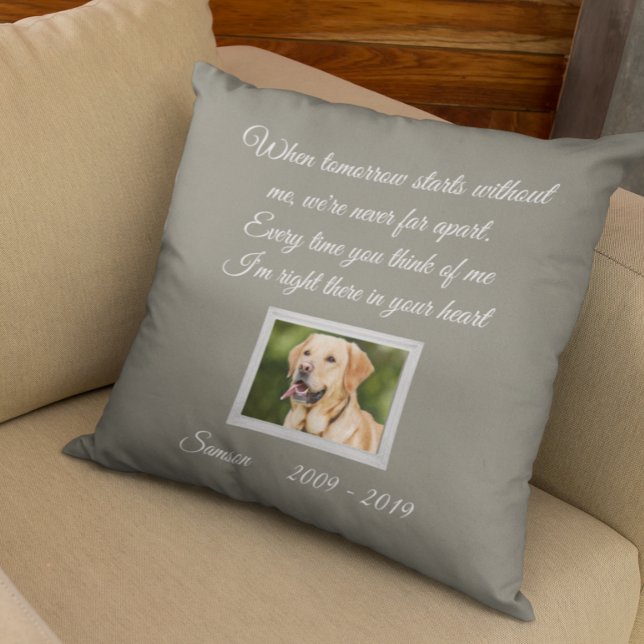 Pet Photo Memorial Customize Dog Cat Photo Throw Pillow (Creator Uploaded)