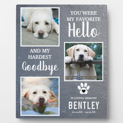 Pet Photo Memorial Dog Keepsake  Pet Loss Plaque