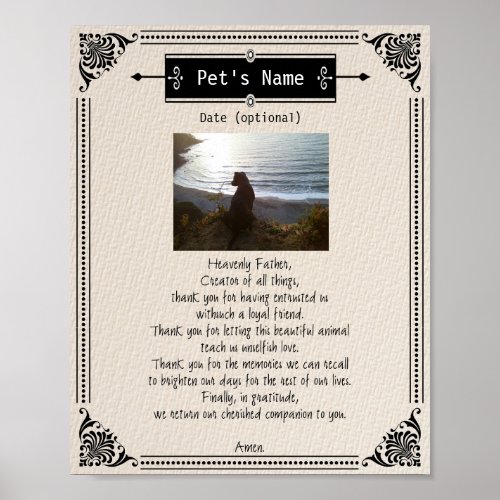 Pet Photo Memorial Dog Prayer _ Poster