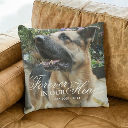 Pet Photo Memorial Gift  Forever in our Hearts Throw Pillow