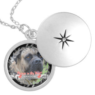 Pet Photo Memorial Name Botanical Wreath Keepsake Locket Necklace