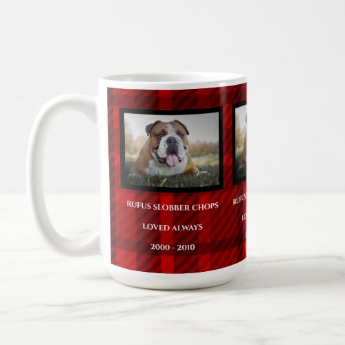 Pet photo Memorial  red black plaid  Coffee Mug