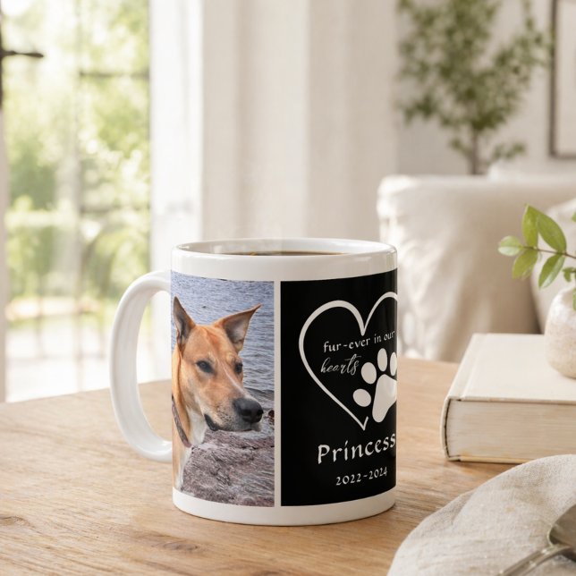 Pet Photo Memory Heart Black White Coffee Mug (Creator Uploaded)