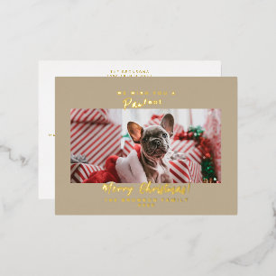 Pet Photo Merry Christmas Foil Holiday Postcard