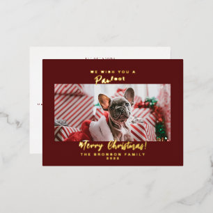 Pet Photo Merry Christmas Foil Holiday Postcard
