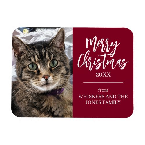 Pet Photo Merry Christmas Typography Holiday Magnet