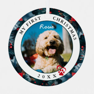 Pet Photo My First Christmas Dog Metal Ornament
