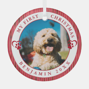 Pet Photo My First Christmas Glass Ornament