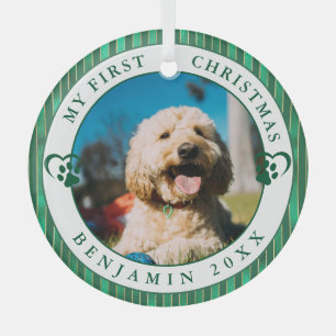 Pet Photo My First Christmas Glass Ornament