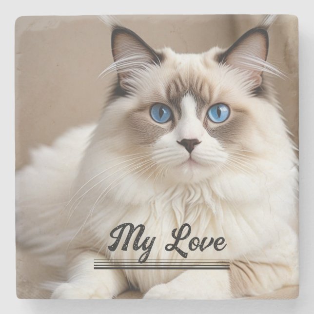 Pet Photo ''My Love'' Personalize Stone Coaster (Front)