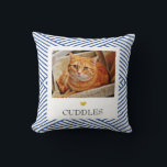 Pet Photo Name Blue Geometric  Throw Pillow<br><div class="desc">Pet Photo Name Blue Geometric Throw Pillow</div>