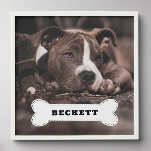 Pet Photo Name On Cartoon Dog Bone Peel And Stick Photo Tile