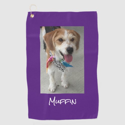 Pet Photo  Name or Child Customize Royal Purple Golf Towel
