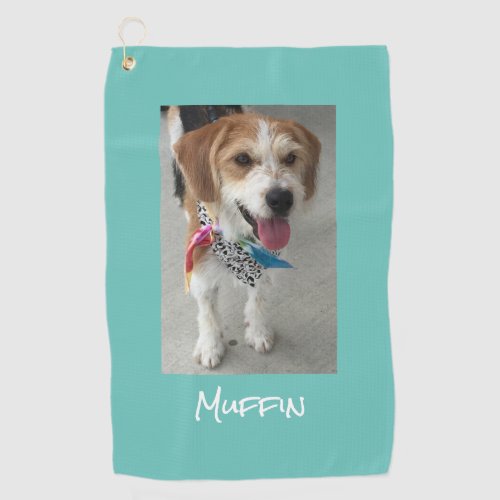 Pet Photo  Name or Child Customize Teal Golf Towel