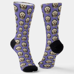 Pet Photo on Lavender Trendy Custom Socks
