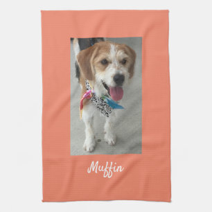 Pet Photo or Child's Photo & Name Customize Salmon Kitchen Towel