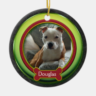 Pet Photo Ornament Red Green Christmas