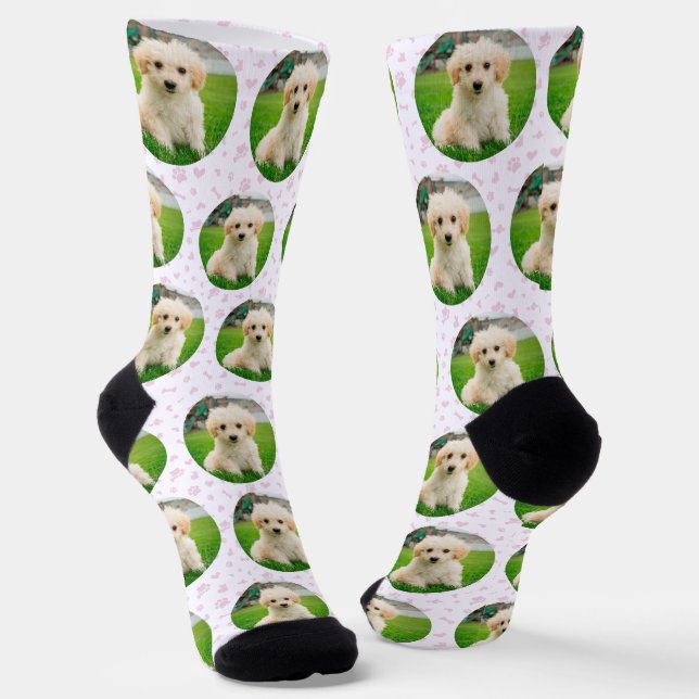 Pet Photo Pattern Custom Template Socks (Angled)