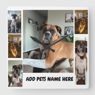 Pet Photo Personalize Square Wall Clock