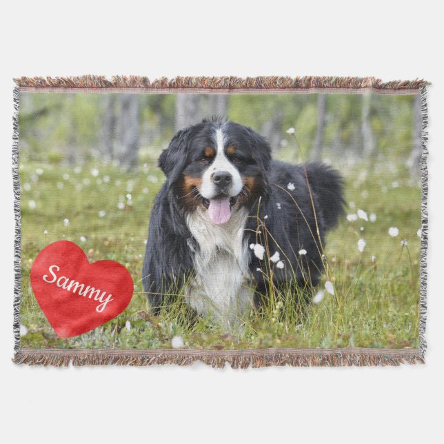 Pet Photo Personalized Dog Lover Memorial Throw Blanket (Front)
